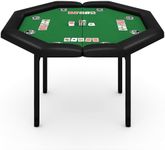 Garvee 48" Folding Poker Table, Folding Game Table Padded Rails ＆ Stainless Steel Cup Holders ＆ Collapsible Metal Legs, 8 Players Octagon Casino Table for Texas Holdem Games (Green)