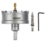 Mollom (3'' | 76mm) Heavy Duty Carbide Hole Saw with 2 Pilot Drill Bits, Hole Cutter cuts Stainless Steel, mild Steel, Iron, Copper, Brass, Plastic