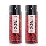 Wild Stone Red Long Lasting Masculine Body Deodorants Spray For Men, Pack Of 2 (225Ml Each)