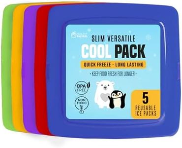 Healthy Packers Ice Packs for Lunch Bags - Freezer Packs - Original Cool Pack | Slim & Long-Lasting Reusable Ice Pack for Lunch Box and Cooler Bag (Set of 5)