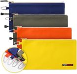 FunOwlet Utility Canvas Zipper Tool Bag - Heavy Duty Tools Pouch with Carabiner, Multi-Purpose Storage Organizer Clip on Tote Bags in Olive, Orange, Blue, Yellow, 4 Pack