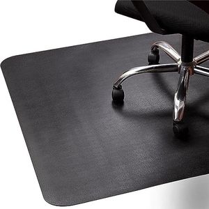 Office Rolling Chair Mat for Hardwood and Tile Floor, Black, Anti-Slip, Non-Curve, Chair Mat Best for Under The Computer Desk, 47 x 35 Rectangular Non-Toxic Plastic Protector, Not for Carpet