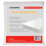 Liyaomix King/California King Mattress Bag for Moving and Storage, 1.5 Mil 94" x 14" x 96" Clear Plastic Mattress Disposal Bag Cover