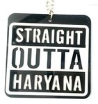 GXYS Double Side Straight Outta Haryana Rear View Mirror Interior for Car Hanging (Pack of 1)