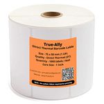 True-Ally 75x50 Direct Thermal (DT) Barcode Label Sticker - 3 x 2 inches - 75mm x 50mm - 1000 Labels Per Roll - White Self Adhesive Sticker for Printing Barcoding (1 Roll Per Pack(1000 Labels))