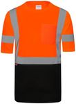 ProtectX High Visibility Short Sleeve Shirts Reflective Hi Vis Safety Shirts for Men Class 2 Work Shirts for Construction Warehouse 1 Pack Orange Short Large