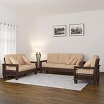 PRIYANSHU WOOD CRAFT Sheesham Wood 6 Seater Sofa Set for Living Room 3+2+1 Wooden Sofa Set for Home and Lounge (Walnut Finish)