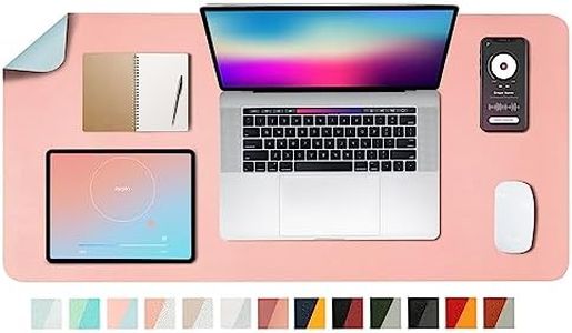 PU Leather DeskPad,Dual Side Desk pad,Office Desk Mat,Dual Color Desk pad,Leather Desk Writing Mat Mouse Pad for Office & Home,31.5inchX15.7inch,EAGZFFI (Pink&Sky Blue)