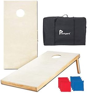 Pointyard 4x2Ft Wooden Cornhole Set, Regulation Cornhole Outdoor Games Set with 8 All-Weather Cornhole Bean Bags and Carrying Case - Portable Backyard Cornhole Board Game for Teens Adults Family