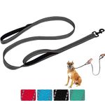 Aepeasti Dog Leash for Medium to Large Dogs with Two Padded Handles 5FT/6FT, Double Handle Dog Leash, Reflective Training Lead, Durable Traffic Leashes(5FT,Grey)