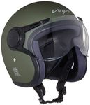 Vega Jet ISI DOT Certified Matt Finish Open Face Helmet for Men and Women with Clear Visor(Dull Army Green, Size:L)