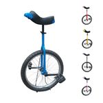 TCUDCKI Unicycle for Adults Adjustable Seat with Unicycle Stand for Fun Fitness Exercises Balance Training Circus Performances (Blue, 16")