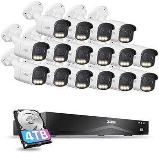 ZOSI 4K 8MP 16CH PoE Security Camera System, 16 x 3K 5MP C186 Aurora Lux True Full Color Night Vision Outdoor Indoor PoE Wired Camera, Person/Vehicle Alerts, Light & Siren, Two-Way Talk, with 4TB HDD