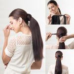 HAIR ORIGINALS Hair Ponytail 100% Remy Indian Human Hair Virgin Straight Human Hair Magic Tie Hair Piece Wrap Around Ponytails Extension for Women Natural Colour (30", Natural Black)