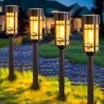 nipify LED Solar Lights Outdoor Garden Stake, 4 Packs Auto On/Off Solar Stake Lights Garden Lights Waterproof, Warm White Solar Path Lights for Pathway Landscape Yard Patio Walkway Lawn Decorative