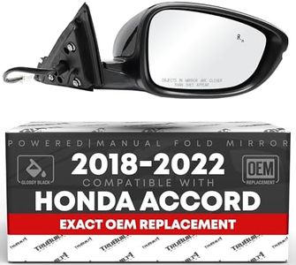 Passenger Side Mirror Replacement - Compatible with 2018-2022 Honda Accord - Powered Adjustment, Manual Fold, Heated, Turn Signal, Convex Glass - Smooth Black, 18H8P - OEM 76208TVAA42, HO1321330