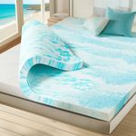 Sweetcrispy Queen Memory Foam Mattress Topper, 3 Inch Thick Gel Infused Bed Toppers for Queen Size Bed, Soft Mattress Pads Breathable for Sleeper Sofa, RV, Camper, Blue