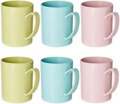 Okuna Outpost 6 Pack Unbreakable Wheat Straw Cups for Coffee, Tea, Milk, Juice, 3 Colors, Light Blue, Green, and Pink, Reusable Mugs, Dishwasher and Microwave-Safe (13.8 Ounces)