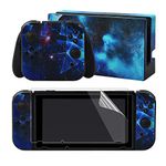 eXtremeRate Multidimensional Galaxy Print Decals Stickers Full Set Faceplate Skins +2Pcs Screen Protector for Nintendo Switch/for NS Console & joy con Controller & Dock Protection Kit