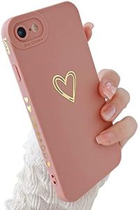 Coque de protection pour iPhone 6/6S 4,7" - En silicone souple liquide avec petits cœurs - Anti-chocs - Pour fille - Doré - Cœur d'amour - Rose