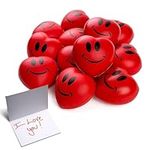Neliblu Heart Stress Balls - Valentines Day Red Hearts 3" Smile Face Squeeze Stress Relief Heart Shape Stress Ball - Fun Party Favors for Kids and Adults (2 Dozen) - Heart Shape Mini Foam Balls