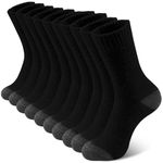 SIMIYA Merino Wool Socks for Men, Winter Thick Hiking Socks, 5 Pairs Thermal Breathable Crew Mens Socks for Outdoor Sports, 5 Black, UK 7-11