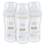 NUK Perfect Match Baby Bottles Set | 3+ Months | Adapts to Baby's Palate | Temperature Control | Anti Colic Vent | 260 ml | BPA-Free | Medium Silicone Teat | Rainbow | 3 Count