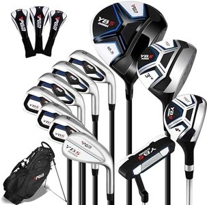 PGM Men's Complete Golf Club Sets - 11 Pieces - 2 Wood (#1,3), 1 Hybrid (#4H), 7 Irons(#5,6,7,8,9,PW,SW), 1 Putter - Golf Stand Bag - Right Handed - Ideal for Beginners