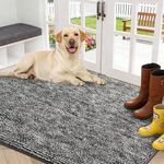 REFETONE Indoor Doormat, Front Door Mat 36"x59" Absorbent Rubber Backing Non Slip Back Door Mats, Washable Low-Profile Inside Floor Mat Door Rugs for Entryway, Resist Dirt Mud Mat for Dogs, Black