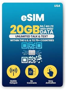 H2O Wireless 120-Day USA eSIM, Prepaid eSIM Card with 20GB High-Speed 4G LTE/5G Data & 5GB Mobile Hotspot, Unlimited Data, Talk & Text to 70+ Countries, US Mobile SIM Card for Cell Phones