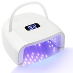 Cordless UV LED Nail Lamp, 60W Rechargeable Nail Dryer Nail Polish Curing Light for Manicure with Auto Sensor & 4 Timer Modes Salon & Home (White D 60w)