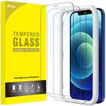 JETech Full Coverage Screen Protector for iPhone 12/12 Pro 6.1-Inch, Tempered Glass Film with Easy Installation Tool, Case-Friendly, HD Clear, 3-Pack