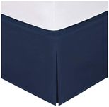 Queen Size Luxury Tailored Bed Skirt 14" Drop Pleated Styling Dust Ruffled Solid Navy Blue New