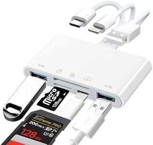 Carehabi 8 en 1 Lecteur Carte SD Multifonction avec Fente pour Carte Mémoire, Port USB/USB C, Adaptateur Carte SD pour Téléphone Tablette Casque PC, Lecteur de Carte SD Compatible SDHC/SDXC/MMC