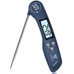 DOQAUS Cooking Thermometer, Digital Instant Read Food Thermometer Meat Thermometer Kitchen Thermometer with Foldable Probe, Backlit Screen, Auto On/Off for BBQ, Grill, Suger, Milk, Deep Fry(Navy Blue)