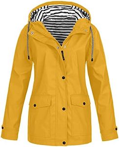 AAZJSS Summer Rain Coats for Women Lightweight Windbreaker Raincoat Plus Size Waterproof Jacket with Hood Yellow Medium