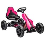 Aosom Electric Go Kart, 12V Outdoor Racer Car for Kids, with Forward Backward, Adjustable Speed, Ages 3-8 Years Old, Pink