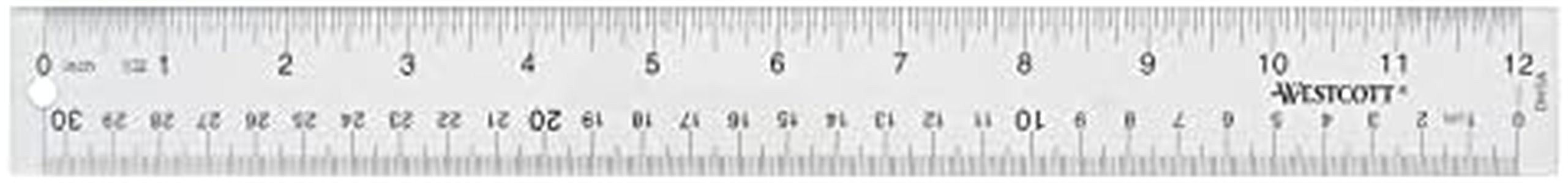 Westcott 10562 Acrylic Clear Ruler, 12 in