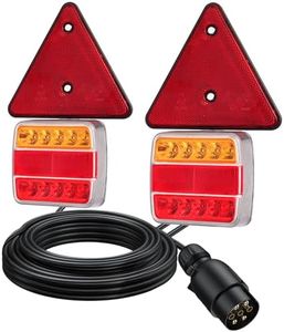 PROZOR Fanali Posteriori Rimorchio LED 12V Set di Luci Rimorchio IP65 con Riflettore Triangolar 18 LED Luci Posteriori con E11 Omologatro Fanali Rimorchio per Camper Camion Trattorere - Base Magnetica
