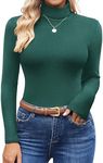 Ekouaer Women's Turtleneck Shirts Ribbed Pullover Sweater Long Sleeves Tops Midweight Thermal Underwear Blouse Green XL