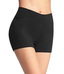 4How Women's Sports Workout Short High Waist Yoga Gym Shorts Black Hot Pants Running Cycling Shorts Yoga Pants Black S