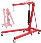 Engine Hoist with Lever, 2 Ton Folding Cherry Picker Engine Hoist with Lever and 6 Casters, 4400lbs Heavy Duty Hydraulic Shop Crane, Engine Lift for Workshops Garage Warehouse