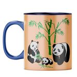 YuBingo Gift for Lazy Friend - Ceramic Coffee Mug, Tea Cup, BFF, Dost, Panda Gifts (Dark Blue Inner & Handle, Tea Cup, 320ML)