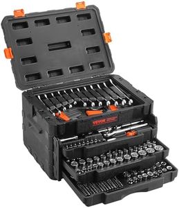 VEVOR Mechanics Tool Set and Socket Set, 1/4" 3/8" 1/2" Drive Deep and Standard Sockets, 450 Pcs SAE and Metric Mechanic Tool Kit with Bits, Hex Wrenches, Combination Wrench, Accessories, Storage Case