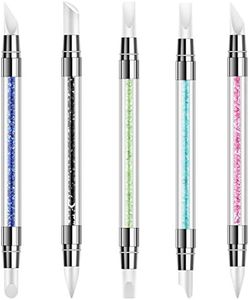 5 Pcs Nail Art Sculpture Pen Dual Tipped Silicone Nail Tool Rhinestone Nail Polish Carving Pen Rubber Tip Nail Brushes
