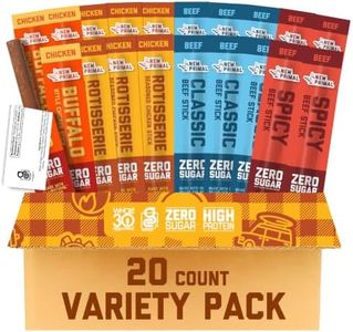 New Primal Meat Sticks Sampler, Grass Fed Beef, All Natural Chicken, Keto, Gluten Free Healthy Snacks for Adults, Sugar Free Low Carb High Protein Snack, Jerky Gift Basket, Paleo Whole30, Variety Pack, 20 Count
