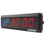Synergee 16.5” Workout Interval Timer. Programmable Gym Timer with Wireless Remote. Tabata EMOTM Stopwatch Count Up/Down MMA Clock. Blue