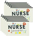 UgyDuky 10Pcs Canvas Multi Purpose Zipper Pouch Nurse Practitioner Gifts Bags Nurse Cosmetic Bag Nurse Survival Kit Makeup Bags Pencil Pouch Bag with Zipper Toiletry Bag for Nurses (Nurse A)