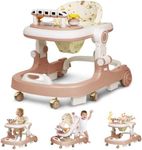 Baby Walker with Wheels, 4 in 1 Foldable Baby Walkers for Boys Girls 6-18 Months, 3 Level Height Adjustment with Bouncing, Feeding Tray & Music, Baby Walker with Activity Center, Toddler Push Walker
