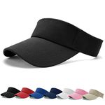 BLURBE Sun Visor Cap - Women Ponytail Baseball Cap, Sport Outdoor Plain Visor Cap, Adjustable Twill Golf Tennis Visor Hats for Men Black